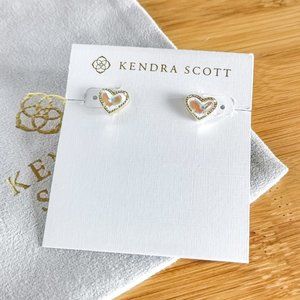Dichroic Glass Ari Heart Stud Earrings in Gold